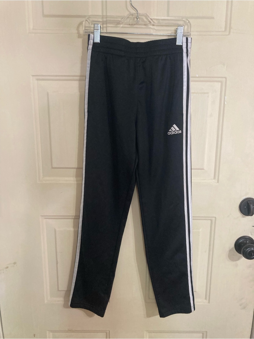 adidas Black Joggers with White Side Stripes - Kids